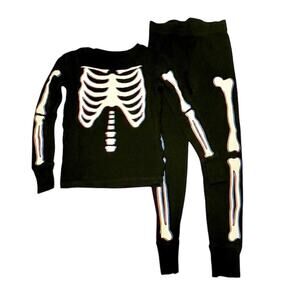 Gap Glow in the Dark Skeleton Organic Cotton Halloween PJs Size 8